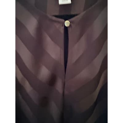 Liz Claiborne Long Sleeve Black Two Tone Stripe Gold Button XS Keyhole Neckline - Thumbnail 8