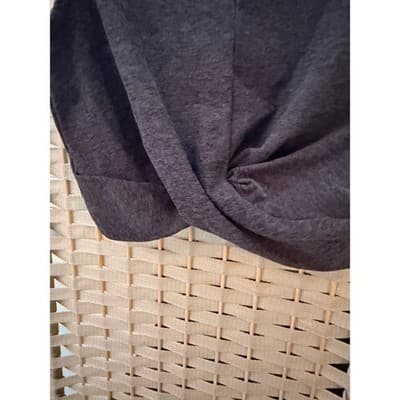 90 Degrees Twist Front Hemline Tank Top S Gray Cropped Crew Neckline Sleeveless - Thumbnail 3