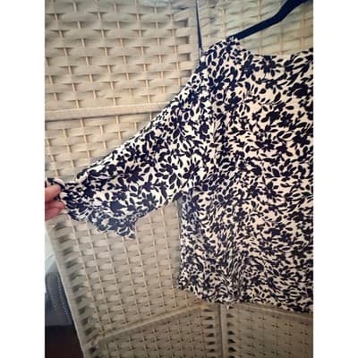 Well Worn Ladies V-Neck Quarter Sleeve Blouse XXL Black NWT Ditsy Floral Print - Thumbnail 8