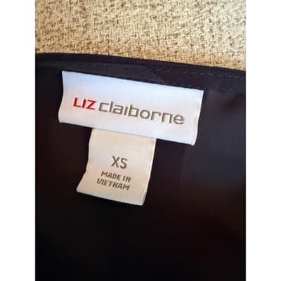 Liz Claiborne Long Sleeve Black Two Tone Stripe Gold Button XS Keyhole Neckline - Thumbnail 16