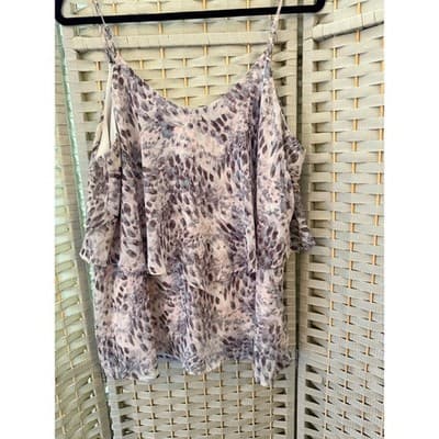 Maurices Tiered Camisole Flowy Top L Lilac Gray Ruffle Lightweight Sleeveless - Thumbnail 10