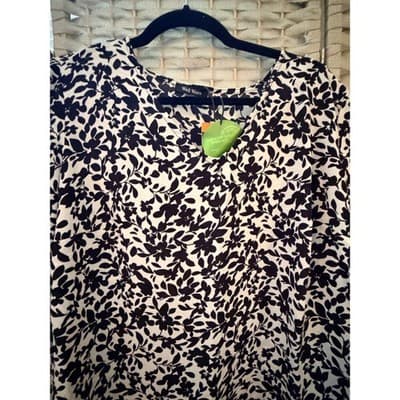 Well Worn Ladies V-Neck Quarter Sleeve Blouse XXL Black NWT Ditsy Floral Print - Thumbnail 5