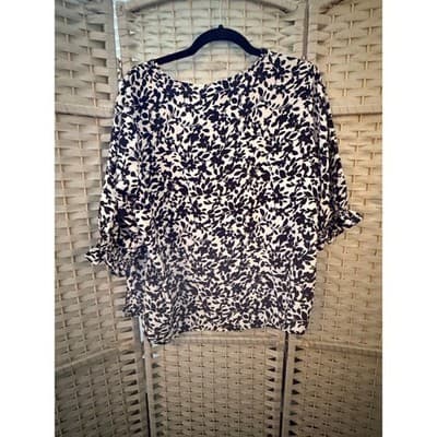 Well Worn Ladies V-Neck Quarter Sleeve Blouse XXL Black NWT Ditsy Floral Print - Thumbnail 7