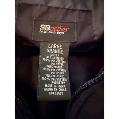 SB Active Puffer Vest Jacket Black Large NWOT Full Zip Front Mock Neck Collar - Thumbnail 7