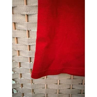 Women's Button Up Ribbed Details Tank Top S Red Scoop Neckline Sleeveless - Thumbnail 3