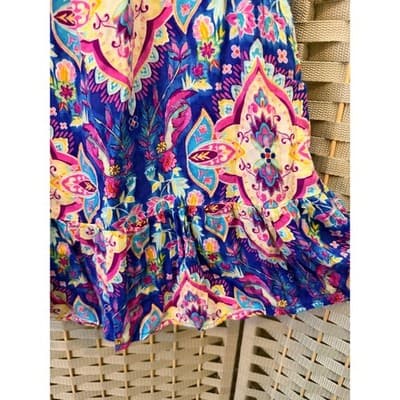 Lily Rose Floral Boho Mini Dress Purple Pink Off Shoulder Fit Flare XS - Thumbnail 4