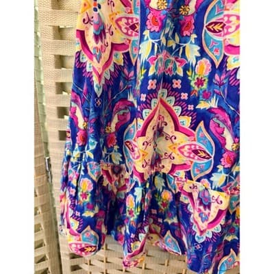 Lily Rose Floral Boho Mini Dress Purple Pink Off Shoulder Fit Flare XS - Thumbnail 5