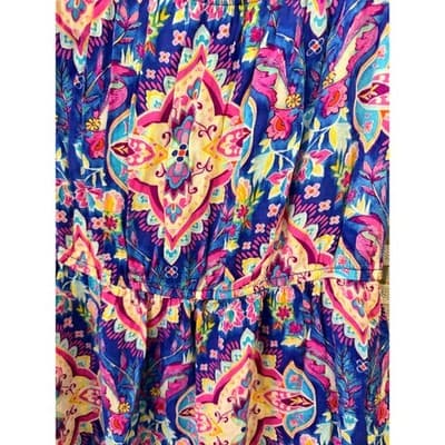 Lily Rose Floral Boho Mini Dress Purple Pink Off Shoulder Fit Flare XS - Thumbnail 6