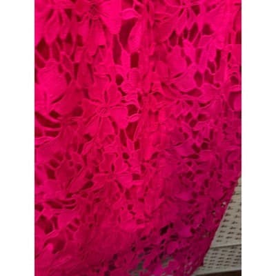 Bardot Roxy Lace Eyelet Midi Dress XL/12 Hot Pink Fit Flare Spaghetti Strap NWT - Thumbnail 5