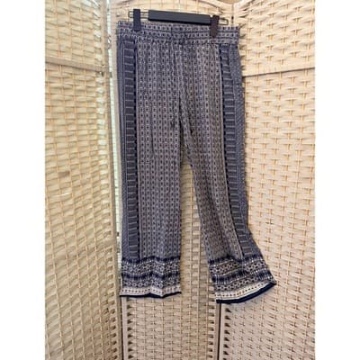 Ava Christine Women's Wide Leg Boho Style High Rise Palazzo Pants Blue Black M