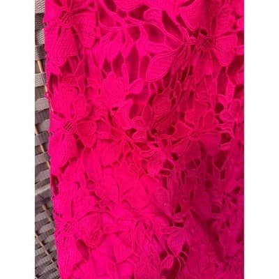 Bardot Roxy Lace Eyelet Midi Dress XL/12 Hot Pink Fit Flare Spaghetti Strap NWT - Thumbnail 6