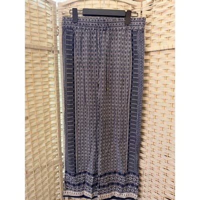 Ava Christine Women's Wide Leg Boho Style High Rise Palazzo Pants Blue Black M - Thumbnail 4