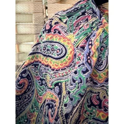 American Living Paisley Print Peasant Blouse Multicolor L Three Quarter Sleeve - Thumbnail 8