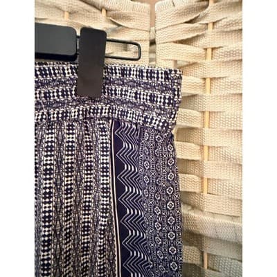 Ava Christine Women's Wide Leg Boho Style High Rise Palazzo Pants Blue Black M - Thumbnail 7