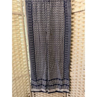 Ava Christine Women's Wide Leg Boho Style High Rise Palazzo Pants Blue Black M - Thumbnail 3