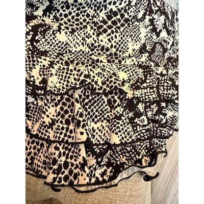 R& K Originals Snake Print Tiered Ruffle Hem Sleeveless Mini Dress Black White S - Thumbnail 11