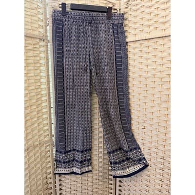 Ava Christine Women's Wide Leg Boho Style High Rise Palazzo Pants Blue Black M - Thumbnail 2