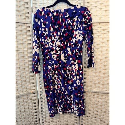 Anne Klein Women's Petite Three Quarter Sleeve V Neckline Midi Dress Blue Small - Thumbnail 8