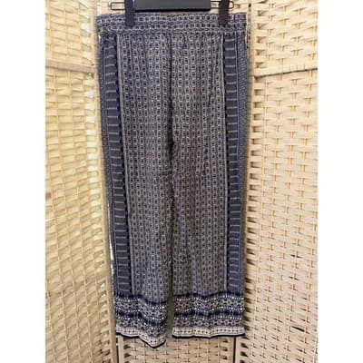 Ava Christine Women's Wide Leg Boho Style High Rise Palazzo Pants Blue Black M - Thumbnail 8