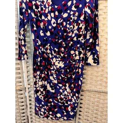 Anne Klein Women's Petite Three Quarter Sleeve V Neckline Midi Dress Blue Small - Thumbnail 2