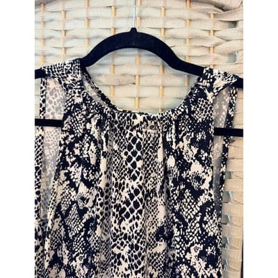 R& K Originals Snake Print Tiered Ruffle Hem Sleeveless Mini Dress Black White S - Thumbnail 5