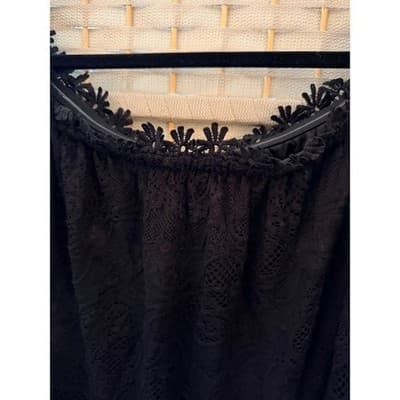MIHOLL Off The Shoulder Lace Shift Loose Mini Dress Black L Flowy Straight Cut - Thumbnail 9