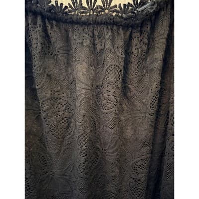 MIHOLL Off The Shoulder Lace Shift Loose Mini Dress Black L Flowy Straight Cut - Thumbnail 10