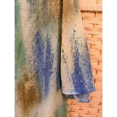 Jm Collection Elbow Length Flutter Sleeve Printed Blouse XL Blue Toned Printed - Thumbnail 9