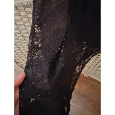 MIHOLL Off The Shoulder Lace Shift Loose Mini Dress Black L Flowy Straight Cut - Thumbnail 14