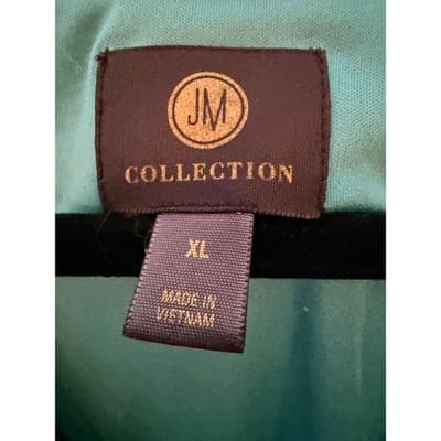 Jm Collection Elbow Length Flutter Sleeve Printed Blouse XL Blue Toned Printed - Thumbnail 5