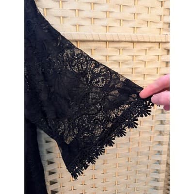 MIHOLL Off The Shoulder Lace Shift Loose Mini Dress Black L Flowy Straight Cut - Thumbnail 8