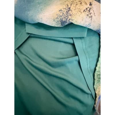 Jm Collection Elbow Length Flutter Sleeve Printed Blouse XL Blue Toned Printed - Thumbnail 10