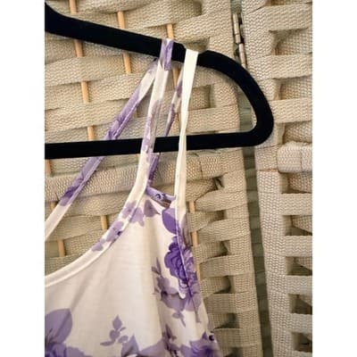 SHEIN Floral Spaghetti Strap Tank Top White Lilac Purple Flowy Women’s Large - Thumbnail 8