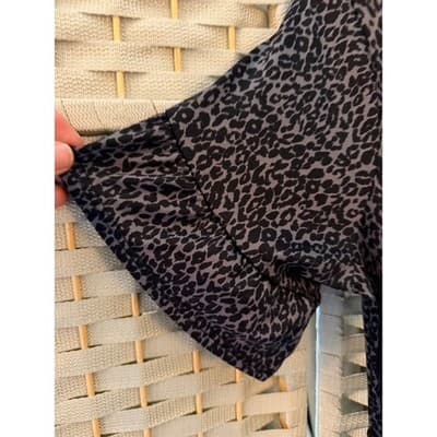 Tiffany & Grey Leopard Print Tiered Midi Dress M Black Gray Crew Neckline - Thumbnail 4