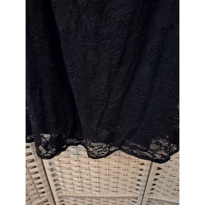 MIHOLL Off The Shoulder Lace Shift Loose Mini Dress Black L Flowy Straight Cut - Thumbnail 5