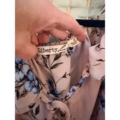 Liberty Love Off The Shoulder Floral Blouse M Pink Adjustable Spaghetti Strap - Thumbnail 8