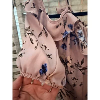Liberty Love Off The Shoulder Floral Blouse M Pink Adjustable Spaghetti Strap - Thumbnail 6