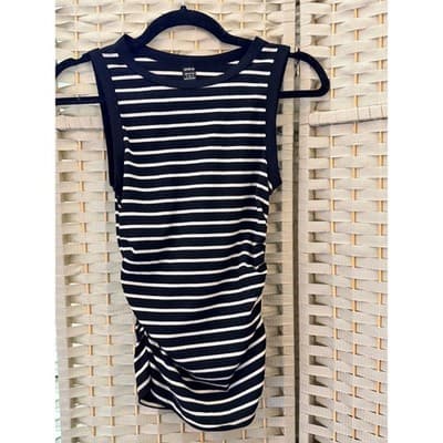 SHEIN Striped Ruched Bodycon Mini Dress Women's Black White Sleeveless S