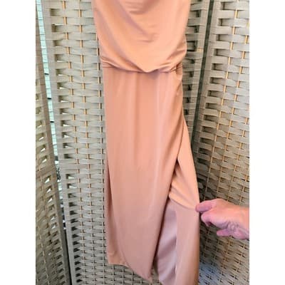 Forever 21 Minimalist Silhouette Midi Dress S Nude Draped Cowl Neckline - Thumbnail 5