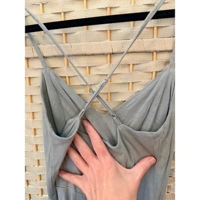 Forever 21 Solid Cami Fit Flare Skater Mini Dress S Gray Criss Cross Back Straps - Thumbnail 9