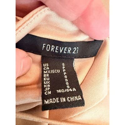 Forever 21 Minimalist Silhouette Midi Dress S Nude Draped Cowl Neckline - Thumbnail 11