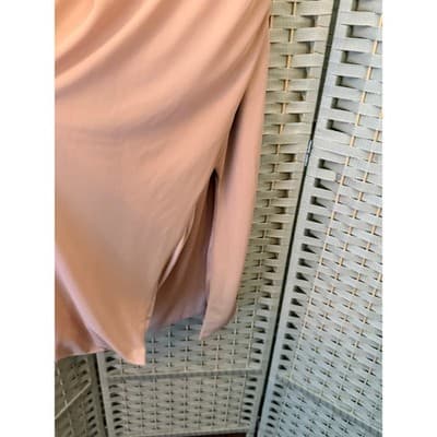 Forever 21 Minimalist Silhouette Midi Dress S Nude Draped Cowl Neckline - Thumbnail 4