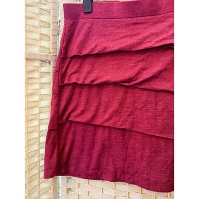 Prana Leah Multi Layer Mini Skirt L Red Asymmetrical Tiered Ruffle Design - Thumbnail 4
