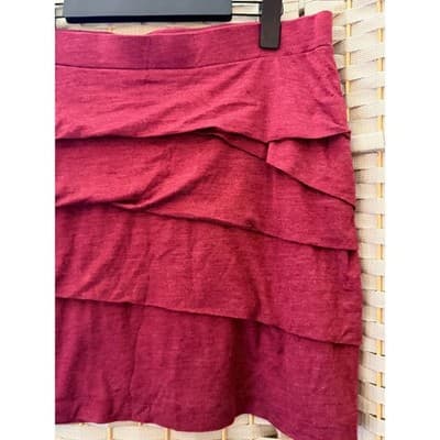 Prana Leah Multi Layer Mini Skirt L Red Asymmetrical Tiered Ruffle Design - Thumbnail 3
