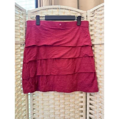 Prana Leah Multi Layer Mini Skirt L Red Asymmetrical Tiered Ruffle Design - Thumbnail 6