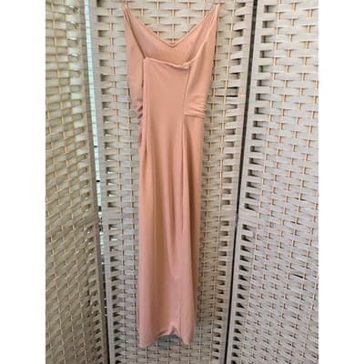 Forever 21 Minimalist Silhouette Midi Dress S Nude Draped Cowl Neckline - Thumbnail 8