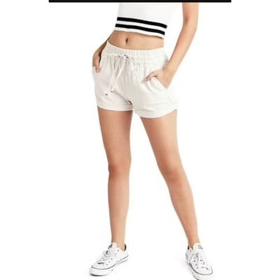 Love Tree Pull On Adjustable Drawstring Waistband Casual Short White Large
