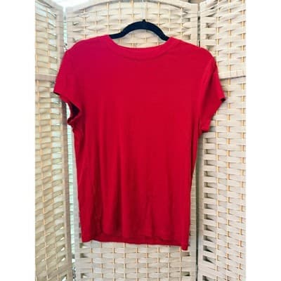 A New Day Crew Neckline Short Sleeve Blouse L Red Women's Casual Tee