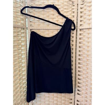 SHEIN Curve Asymmetrical Draped One Shoulder Top 2XL Black Cowl Neck Style