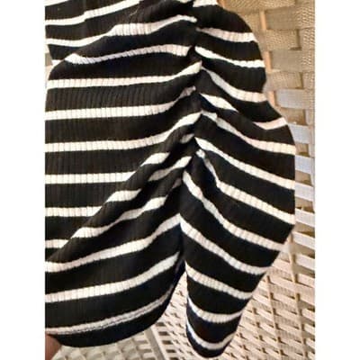 SHEIN Striped Ruched Bodycon Mini Dress Women's Black White Sleeveless S - Thumbnail 7